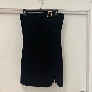 Amanda Uprichard Black Mini Dress with Gold Buckle